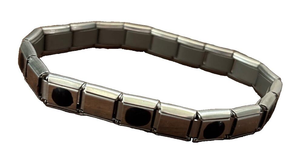 Stainless Steel Magnetic Hematite Link Bracelet, Stretch, 20 Links, Unbranded